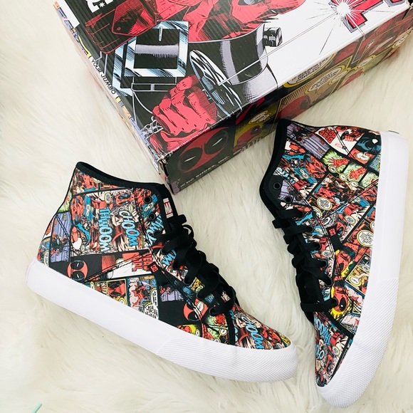 DC Marvel Deadpool Comic High Top Sneakers - Picture 2 of 12